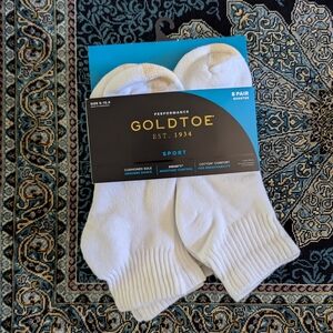 Brand New Gold Toe Men Or Women's White Quarter Size Athletic Socks Size 6-12.5